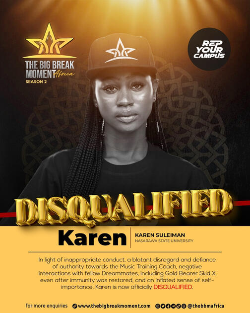 The Big Break Moment Africa — Disqualified — Karen